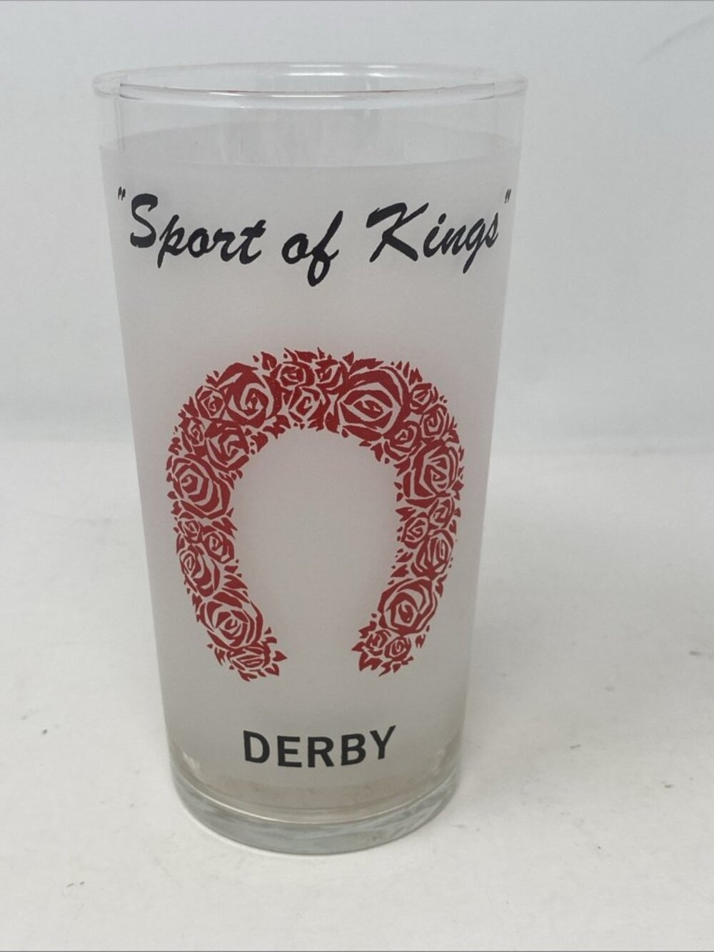 Kentucky Derby Mint Julep Frosted Glass “Sport Of Kings” Roses Horseshoe
